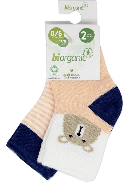Biorganic Hello Teddy Bear 2li Kız Çorap 68404 Somon