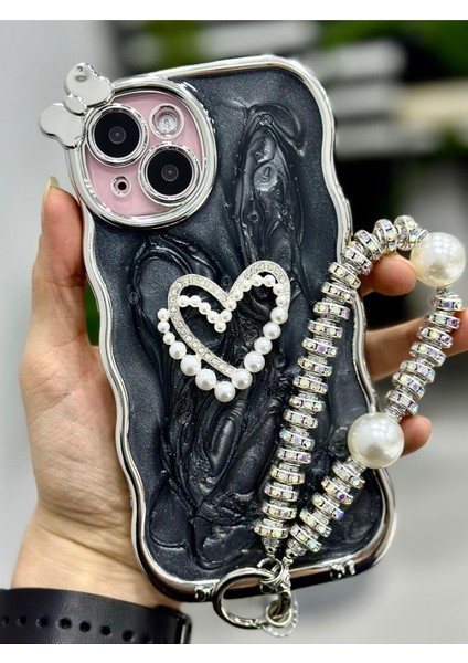 Go Aksesuar 15 ile Uyumlu Fiyonklu Kalp Oyuncak Tasarımlı Esnek Silikon Kılıfı