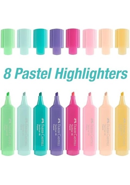Fosforlu Seti, 8’li, Pastel Renkler, Su Bazlı Mürekkep, Kesik Uç, 3 Farklı Çizgi Kalınlığı, Dayanıklı ve Uzun Ömürlü modelleri