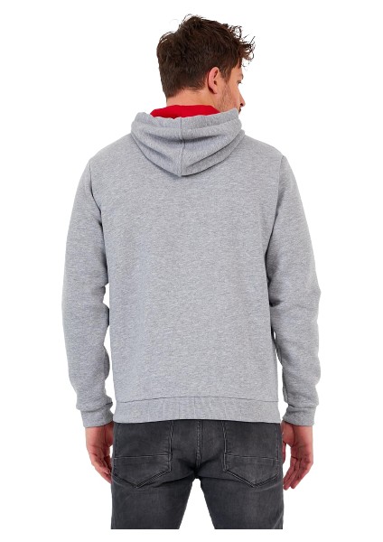 Erkek İskelet Nakışlı 3 İplik Kapüşonlu Sweatshirt Gri fırsatları
