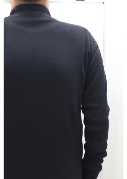 Fistan Store Erkek Siyah Desenli Spor Kesim Rahat Kalıp Yarım Balıkçı Yaka Kışlık Yünlü Kazak fırsatları