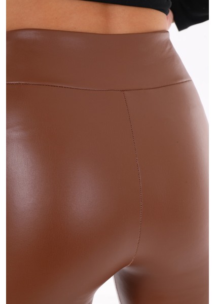 Suni Deri Tayt Taba Rengi modelleri