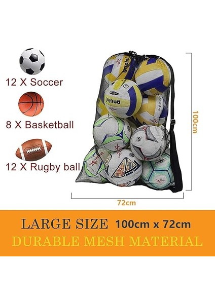 Futbol Topu Çantası, Ayarlanabilir Omuz Askısı Tasarımlı Ekstra Büyük Ipli Spor Top Çantası, Basketbol, Futbol, Beyzbol, Yüzme Ekipmanlarını Tutmak Için Ağır Hizmet Tipi Örgü Top Çantası indirimleri