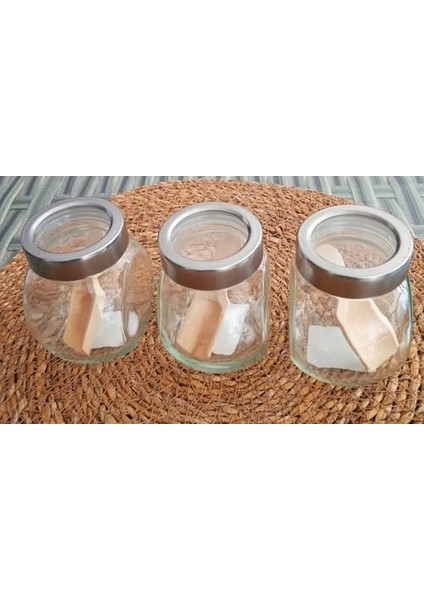 Adet Kaşıklı Metal Kapaklı Cam Seti Kavanozu Tuzluk Dekoratif fiyatları