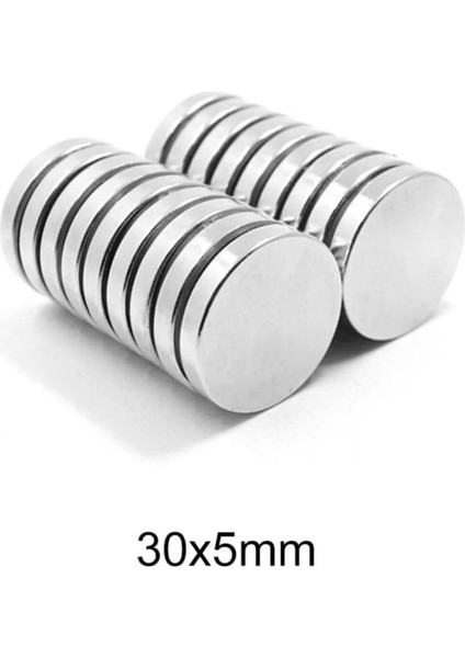Magnet 2 Adet Neodyum Mıknatıs, Çap 30MM x Kalınlık 5mm Yuvarlak Süper Güçlü Magnet modelleri
