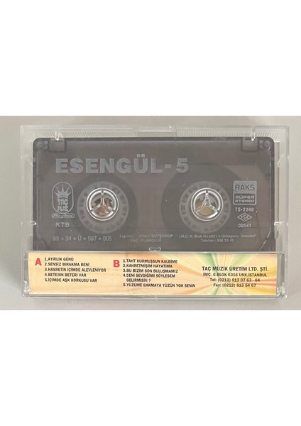 Esengül 5 Kaset Taht Kurmuşsun Kalbime (Orijinal Dönem Baskı Kaset) fiyatları