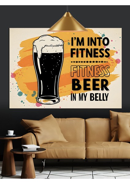 Bira ve Fitness Komik Slogan Dekoratif Kanvas - Mdf Ahşap Tablo modelleri