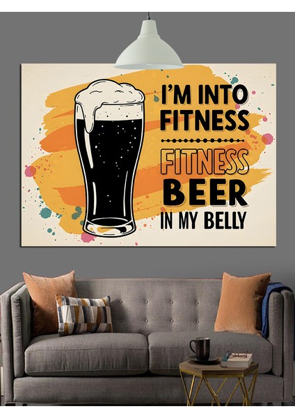 Bira ve Fitness Komik Slogan Dekoratif Kanvas - Mdf Ahşap Tablo indirimleri