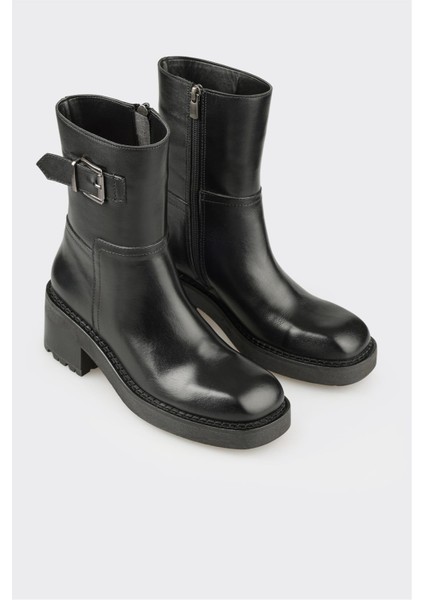 Siyah Deri Kadın Günlük Bot fiyatları