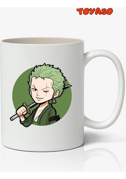 Roronoa Zoro One Piece Anime Temalı Beyaz Kupa Bardak Arkadaşa Sevgiliye Hediye