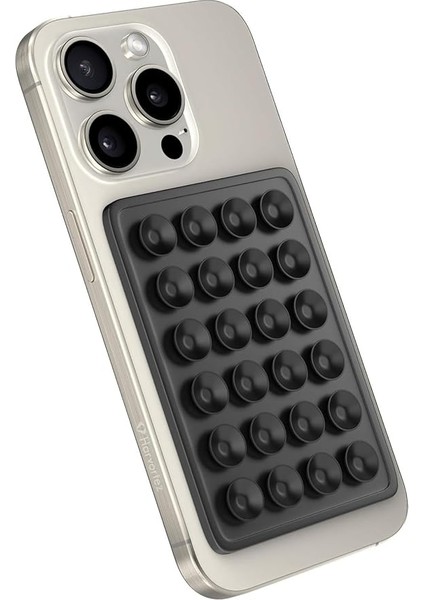 Güçlü Yapışkanlı Silikon Vantuzlu Telefon Tutucu – Kılıf Arkasına Yapışan Telefon Tutucu, Octo, iPhone ve Android Cihazlarla Uyumlu, Selfie ve Video Için Eller Serbest Kullanım - Siyah