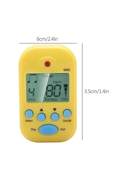 Meideal Mini Dijital Metronom Musluk Işlevi Müzik Meraklıları Için Tempo Göstergesi Siyah (Yellow) indirimleri