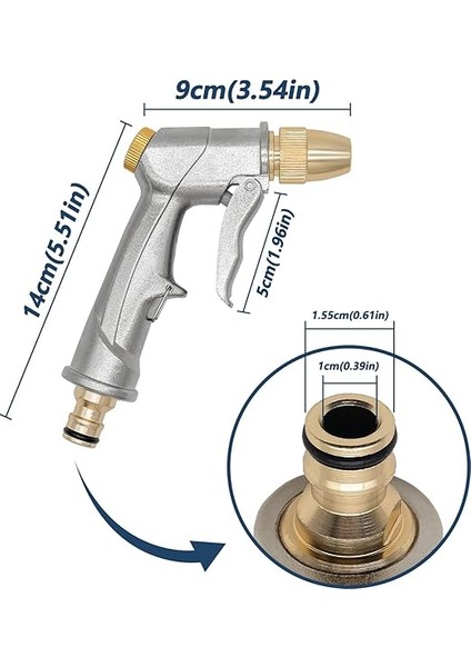 Bahçe El Duşu, Yüksek Basınçlı Bahçe Duşu/bahçe Püskürtme Tabancası, %100 Metal, Ayarlanabilir Su Akışı, Araç Yıkama, Temizlik Işleri ve Bahçe Sulama Için modelleri