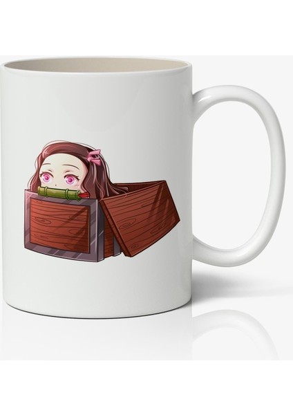 Demon Slayer Karikatür Beyaz Porselen Anime Kupa Bardak