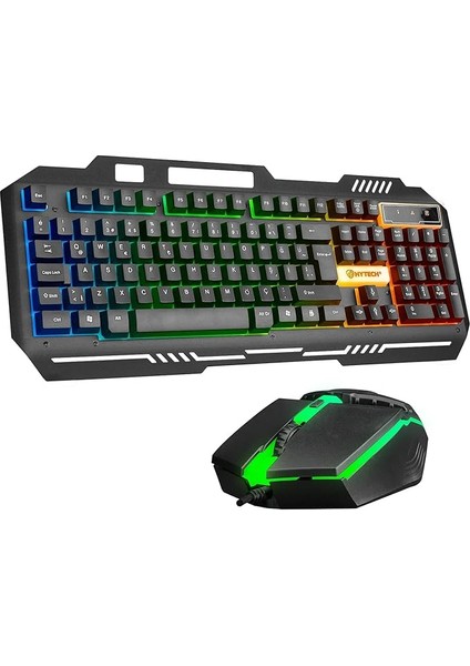 HKM-X86 Quın Siyah USB Gökkuşağı Zemin Aydınlatmalı Gaming Oyuncu Klavye + Mouse Set