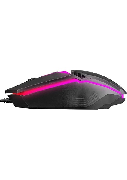 HKM-X86 Quın Siyah USB Gökkuşağı Zemin Aydınlatmalı Gaming Oyuncu Klavye + Mouse Set indirimleri
