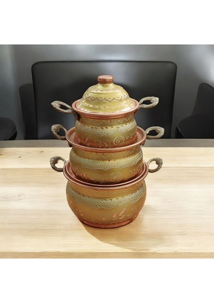 Mini Bakır Tencere 18*8 cm Mini Süs Tencere 3'lü Süs Biblo Tencere Minyatur Tencere fiyatları