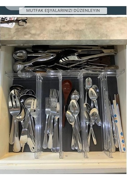 Şeffaf Akrilik Teleskopik Ayarlanabilir Çekmece Bölücü – Mutfak, Banyo ve Ofis Için Organizer Düzenleyici Set fırsatları