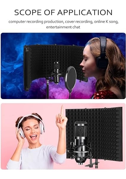 Katlanabilir Ayarlanabilir Ses Emici Vokal Paneli Taşınabilir Izolasyon Mikrofon Kalkanı Ses Geçirmez Plaka indirimleri