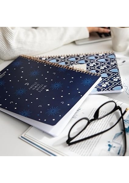 Spiralli Karton Kapak 2’li Set Çizgili Okul Defteri 80 Yaprak, Ders Programlı Lacivert Kalp indirimleri
