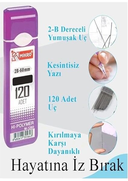 Ucu 120 Li 0.5 mm 2b 3 Paket Çoklu Versatil Kalem Uç Mekanik Uçlu Otomatik Kurşun Mikro Kalem Ucu 60 mm Yumuşak modelleri