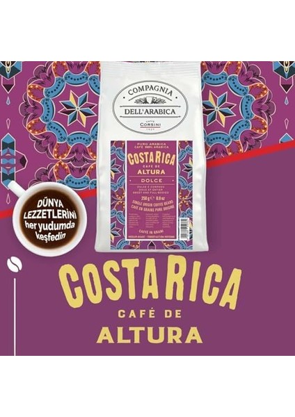 Caffè Corsını 1950 Kosta Rika ALTURA%100 Arabica Çekirdek Kahve 250GR modelleri