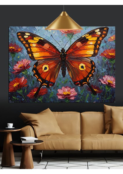 Turuncu Kelebek Kanatlar Doğa Dekoratif Kanvas - Mdf Ahşap Tablo