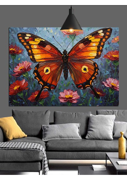 Turuncu Kelebek Kanatlar Doğa Dekoratif Kanvas - Mdf Ahşap Tablo fiyatları