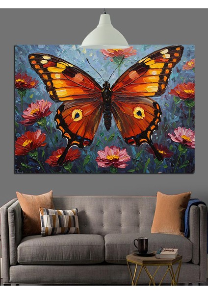 Turuncu Kelebek Kanatlar Doğa Dekoratif Kanvas - Mdf Ahşap Tablo modelleri