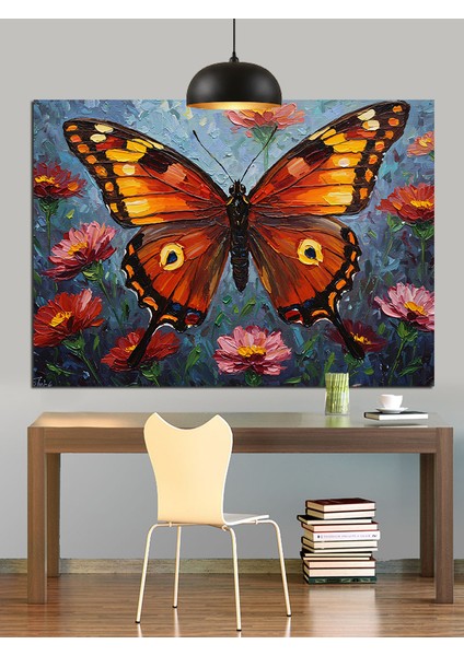 Turuncu Kelebek Kanatlar Doğa Dekoratif Kanvas - Mdf Ahşap Tablo fırsatları