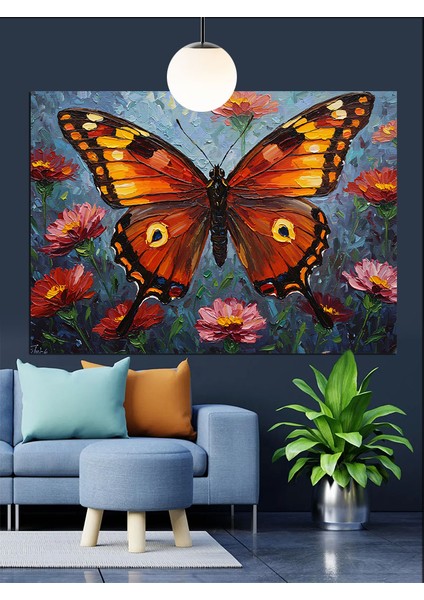Turuncu Kelebek Kanatlar Doğa Dekoratif Kanvas - Mdf Ahşap Tablo indirimleri