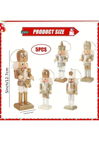 Vintage Ahşap Fındıkçı Figürü 5 Adet Yeni Yıl Ağaç Süsü fiyatları