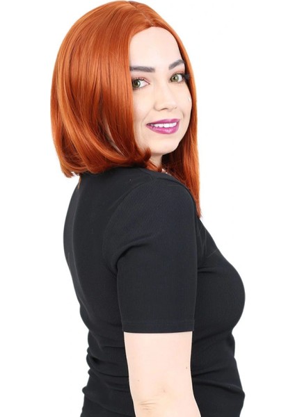 Fiber Sentetik Peruk Perçemsiz Kısa Düz - Bakır fiyatları