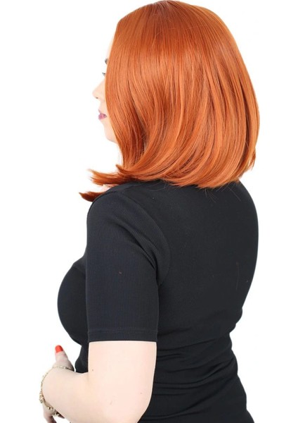 Fiber Sentetik Peruk Perçemsiz Kısa Düz - Bakır modelleri