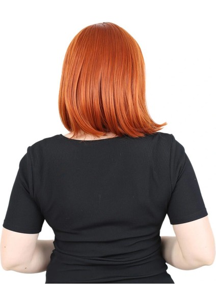 Fiber Sentetik Peruk Perçemsiz Kısa Düz - Bakır fırsatları