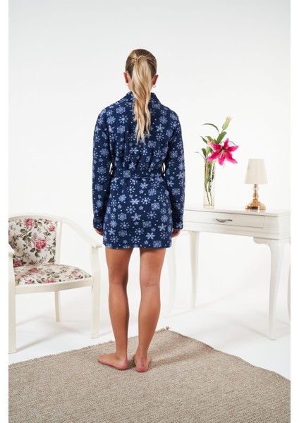 Kadın Kar Tanesi Desenli Polar Sabahlık - 23352R fiyatları