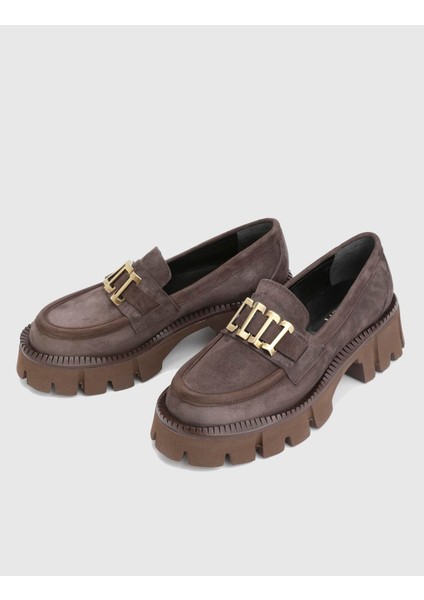 Anto Hakiki Süet Deri Kahverengi Kadın Loafer fiyatları