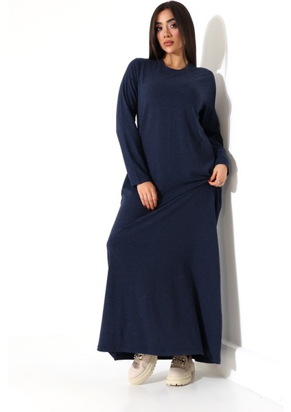 Kadın Yün Viskon Uzun Büyük Beden Elbise