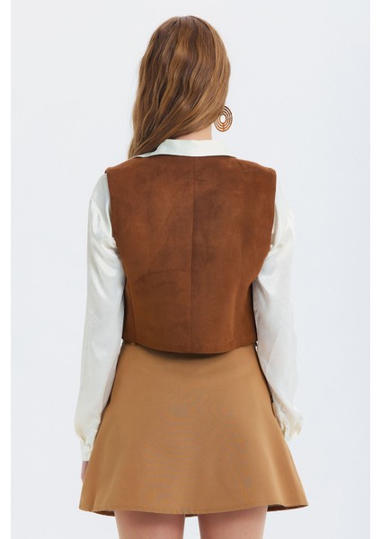 Kemerli Etnik Desenli Mini Etek Kahverengi indirimleri