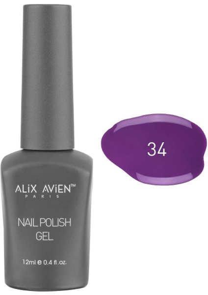 Alıx Avıen Uv Kalıcı Koyu Mor Jel Oje 34 - Gel Polish - 12 ml
