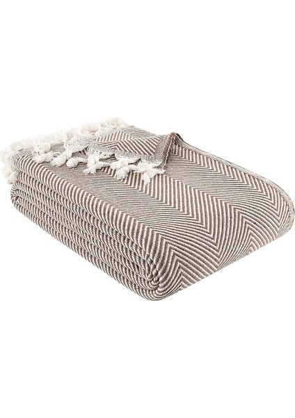 Pamuklu Kaymaz Koltuk Örtüsü Desenli 200X230 cm Kanepe Çekyat Bezi Kahve