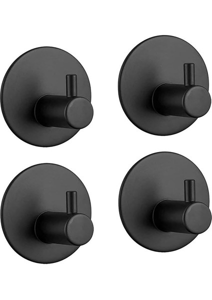 Kendinden Yapışkanlı, Kendinden Yapışkanlı Havlu Askısı, Delmeden Havlu Askısı, Su Geçirmez, Paslanmaz Çelik, Duvar Askısı, Bornoz Kancası, Banyo Tuvaleti, Mutfak Için Yapışkan Kanca (Siyah, 4