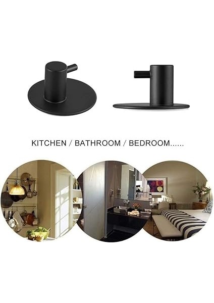 Kendinden Yapışkanlı, Kendinden Yapışkanlı Havlu Askısı, Delmeden Havlu Askısı, Su Geçirmez, Paslanmaz Çelik, Duvar Askısı, Bornoz Kancası, Banyo Tuvaleti, Mutfak Için Yapışkan Kanca (Siyah, 4 indirimleri