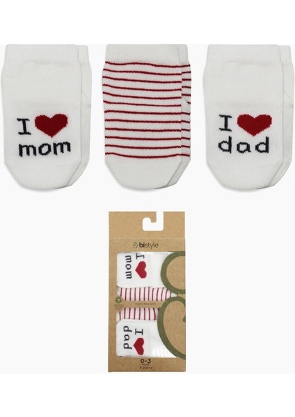 bulurum bistyle mom dad 3'lü penye soket çorap 10123 ekru