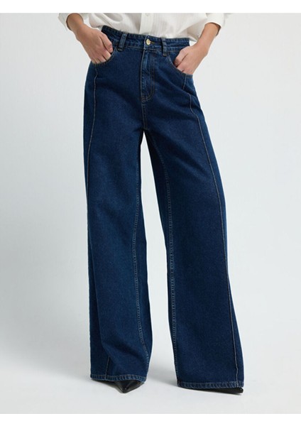 Geniş Paça Denim Pantolon Lacivert 15345836000 fiyatları
