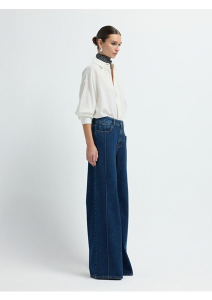 Geniş Paça Denim Pantolon Lacivert 15345836000 modelleri