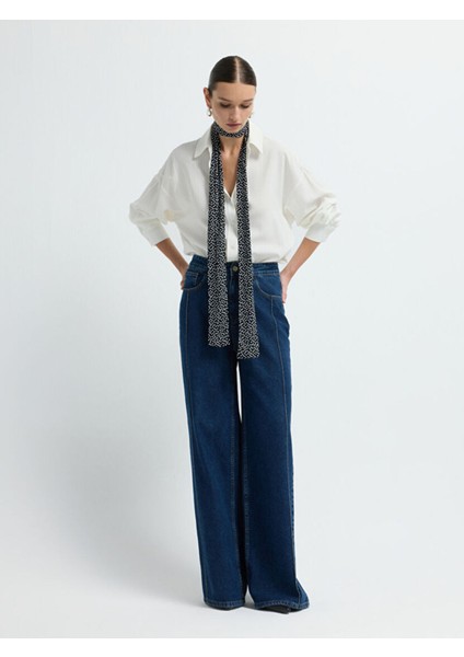 Geniş Paça Denim Pantolon Lacivert 15345836000 fırsatları