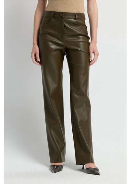 5 Cepli Deri Pantolon Haki 15345580000 modelleri