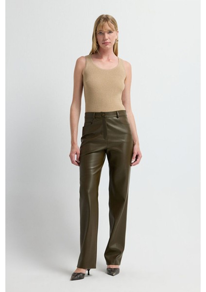 5 Cepli Deri Pantolon Haki 15345580000 fırsatları