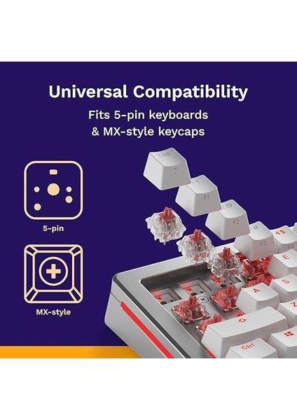 Gaming Fox Ultralight Lineer Anahtarlar (110 Adet), Mekanik Oyun Klavyeleri Için, Prelubed, Hotswap Klavyeler ve Oyunlar Için Sessiz Kırmızı Anahtarlar, Arkadan Aydınlatmalı Klavyeler Için indirimleri